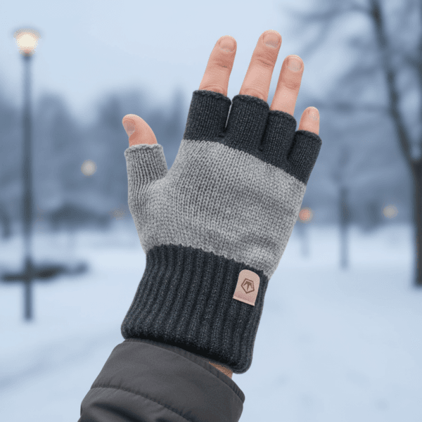 Charcoal Half-Finger Winter Gloves