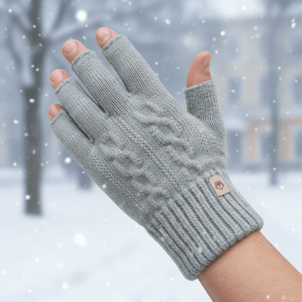 Charcoal Half-Finger Winter Gloves